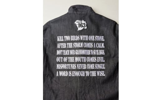 【完全受注生産】Zip Codeシリーズ デニムエンジニアコート 571　Lサイズ【モチーフ 刺繍 ストレッチデニム インディゴネイビー 後パイピング仕立て 左Ｗポケット 袖ワンボタンカフス お中元 大阪府 門真市 】