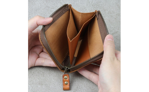 【色/コニャック】 L-zipミニ財布 本革 レザー【 革 レザー 大阪府 門真市 】