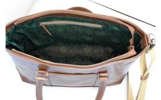 トートバッグ大・ショルダー付き（オール革・茶）【革レザーバッグトートバッグ大ショルダー付きオール革ショルダー紐付ショルダー取り外し可能2Wayポケットティッシュケース付大阪府門真市】