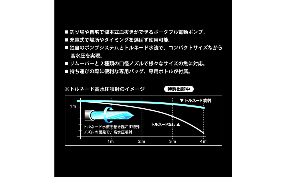 津本式 血抜きポンプ 充電式 携帯式 持ち運び便利 自宅でも船の上でも使える ポータブル コードレス 魚 保存処理 鮮度保持 血抜き 有名 人気 魚釣り フィッシング 専用バッグ 専用ボトル付き おすすめ