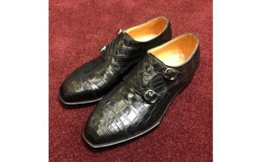 クロコダイルダブルモンクストラップ【クロコダイル革靴レザーフルオーダーメイド竜田靴一人ひとりに合わせた足型（木型orプラスチック）あなただけの靴大阪府門真市】