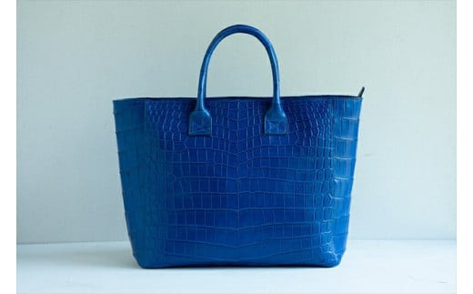 クロコダイルトートバッグL【クロコダイルトートバッグバッグ革注文後打ち合わせでクロコダイルの色と裏地の革の色と持ち手の長さ決定してから制作大阪府門真市】