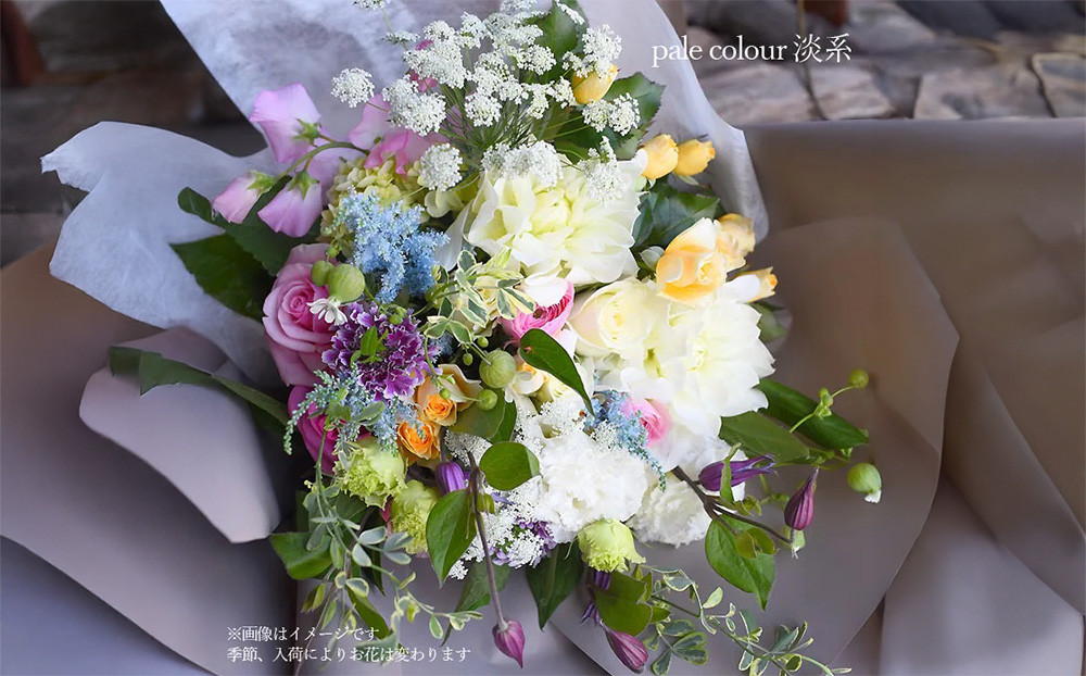 ブーケ シャンペトル 淡い色彩【花 フラワー ギフト 誕生日 結婚 ウエディング 祝い プレゼント 結婚祝い 送別 退職祝い 記念日 ブーケ シャンペトル ラウンド ゴージャス花束 送料無料 バレンタイン ひな祭り ホワイトデー 大阪府 門真市 】