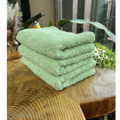 泉州タオル　ホテル仕様カラータオル≪グリーン≫同色3枚セット