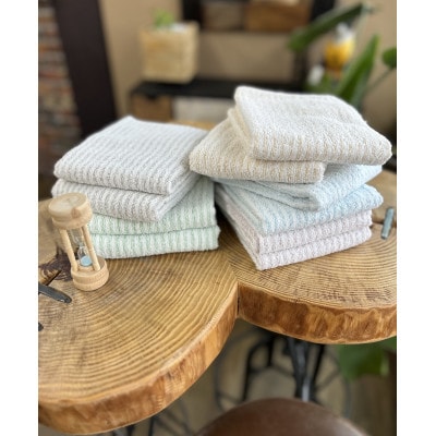 泉州タオル　透かし織りボーダータオル『くすみカラー』5色10枚セット!