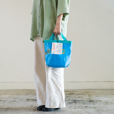 [S_ブルー柄入り]フレコントートバッグ