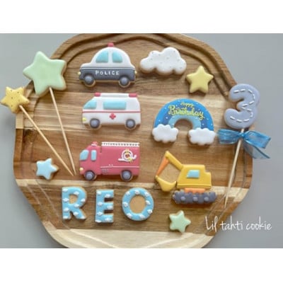 【乗り物3セット】オーダーメイドアイシングクッキー　〈リルタハティクッキー〉