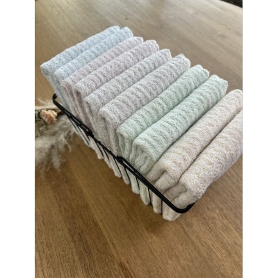 泉州タオル　透かし織りボーダータオル『くすみカラー』5色10枚セット!