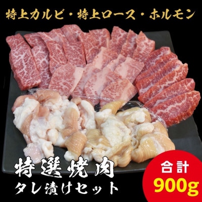 【特上ロース＆特上カルビ/ホルモン】特選焼肉たれ漬けセット 計900g【配送不可地域：離島】