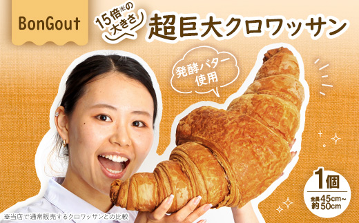 15倍の衝撃!顔より大きい　超巨大クロワッサン1個(全長約45cm～50cm)【配送不可地域：離島・北海道・沖縄県・東北・関東・九州】