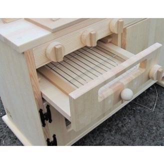 素材色 手作り木製ままごとキッチン 魚焼きグリル付きGHK【007A-034】