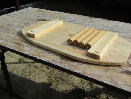 手作り木製 小判型ちゃぶ台【007B-083】