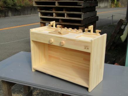 手作り木製ままごとキッチン KBM-W素材色バージョン【007B-099】