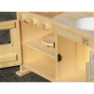 手作り木製 ままごとキッチン・大きなレンジ付き DHK 素材色【007B-115】