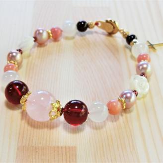 天然石ブレスレット 「恋するクロス」ゴールド【007C-074】