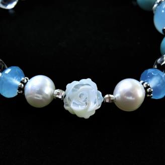 天然石ブレスレット 「恋するクロス」シルバー【007C-075】