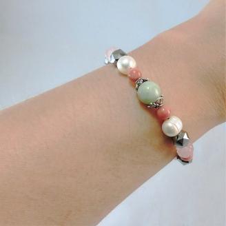 天然石ブレスレット「幸運の石」（本翡翠～ジェダイト）C【007C-081】