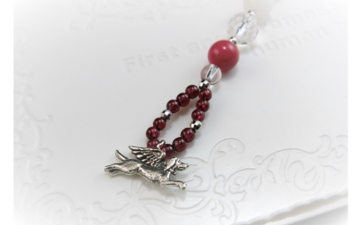 オリジナル根付・お守り「ワンコの見守りＡ（シルバー＆アメシスト）」【007D-069】