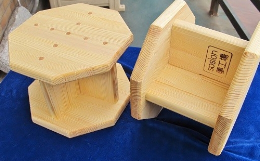 手作り木製 正座用補助椅子2脚【007D-076】