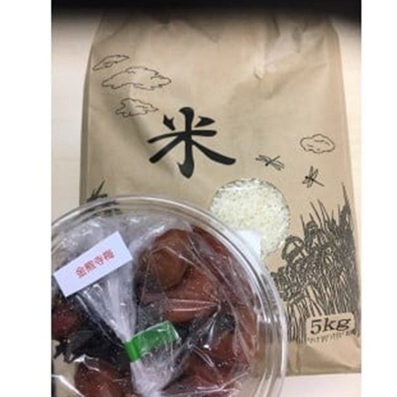 直売所のお米と金熊寺の梅干しセット ※お届け不可地域あり 【015D-024】
