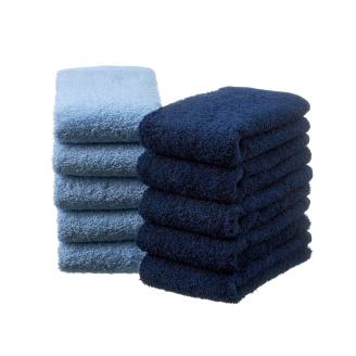 【泉州タオル】吸水力と肌触りが自慢のデイリーユースフェイスタオル スカイブルー・クラシックブルー 10枚 ※お届け不可地域あり【039D-245】