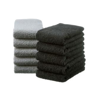 【泉州タオル】吸水力と肌触りが自慢のデイリーユースフェイスタオル ライトグレー・チャコールグレー 10枚 ※お届け不可地域あり【039D-244】