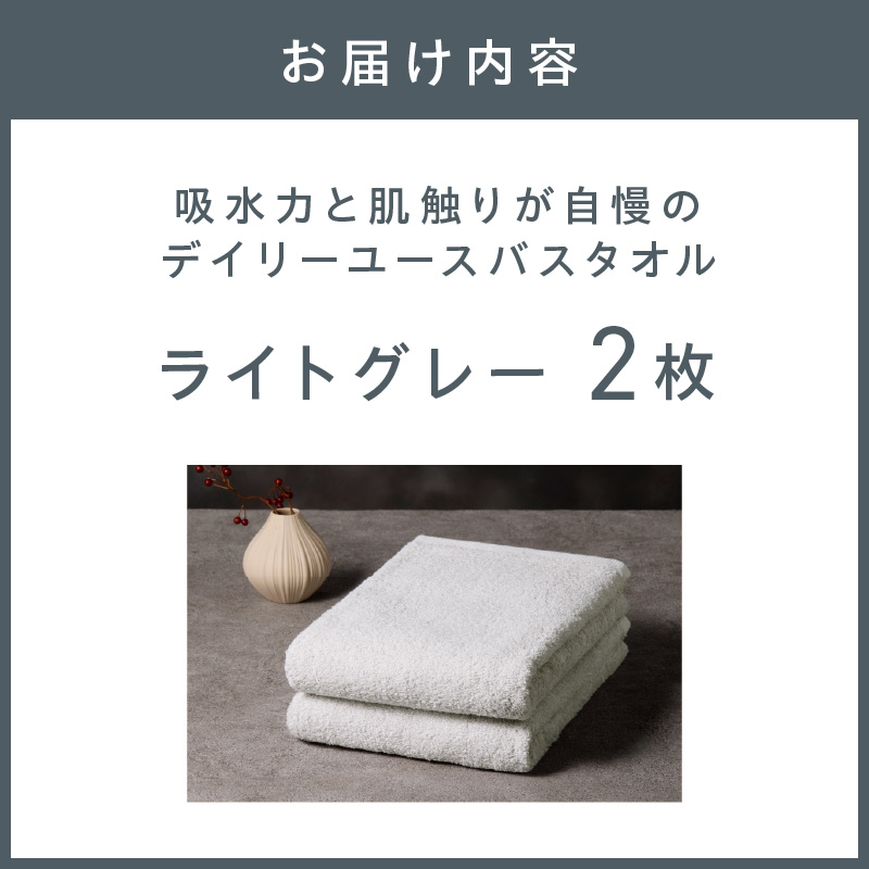 【泉州タオル】吸水力と肌触りが自慢のデイリーユースバスタオル ライトグレー 2枚 ※お届け不可地域あり【039E-105】