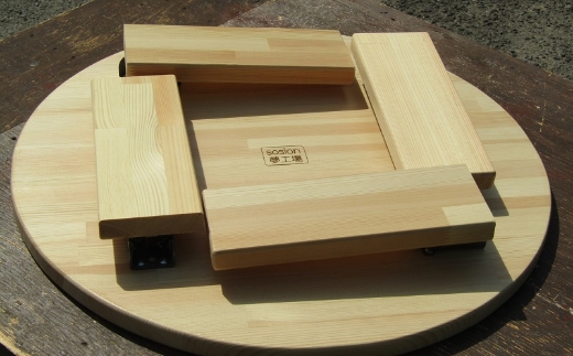 手作り木製 ちゃぶ台 脚折れ金具仕様【007B-063】