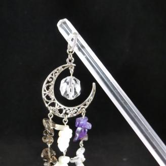 天然石簪（かんざし）「Crescent Moon(三日月) 」【007B-066】