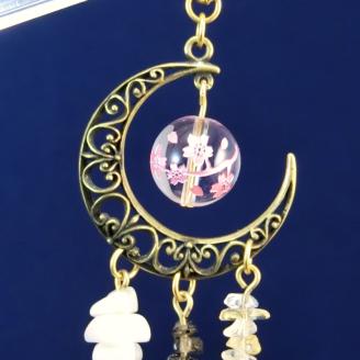 天然石簪（かんざし）「RaspberryMoon(紅の月)」【007B-067】