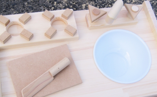 手作り木製ままごとキッチン 素材色 KHM-C【007B-088】