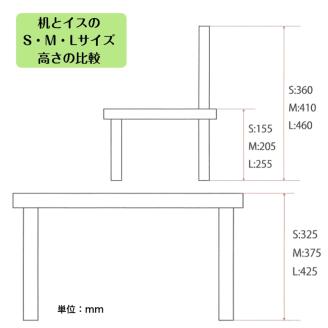 手作り木製 お子様用、机・いすセットVer.1 Mサイズ【007B-105】