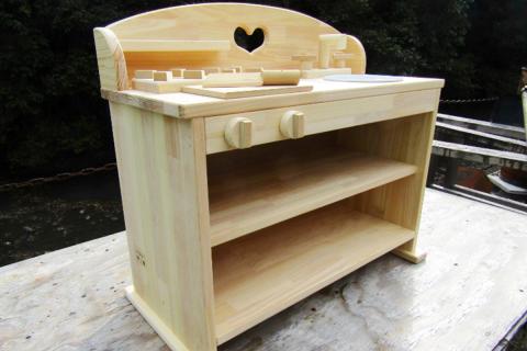 手作り木製 ままごとキッチン UHK Ⅱ 素材色バージョン【007B-109】