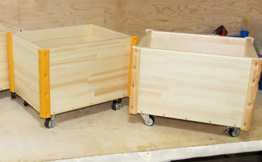 手作り木製 おもちゃ箱 キャスター付き【007C-068】