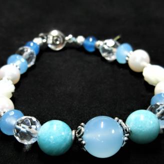 天然石ブレスレット 「恋するクロス」シルバー【007C-075】