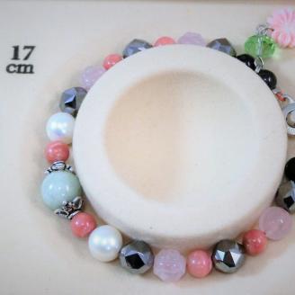 天然石ブレスレット「幸運の石」（本翡翠～ジェダイト）C【007C-081】