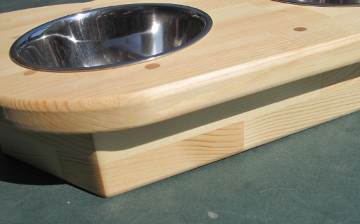 手作り木製2椀付きペット用食器・ペット用水飲み【007D-080】