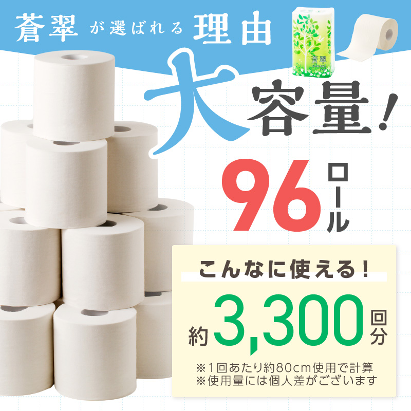 トイレットペーパー 96ロール 蒼翠（そうすい）ダブル 巻 ※お届け不可地域あり【60営業日以内に発送】【020D-012】