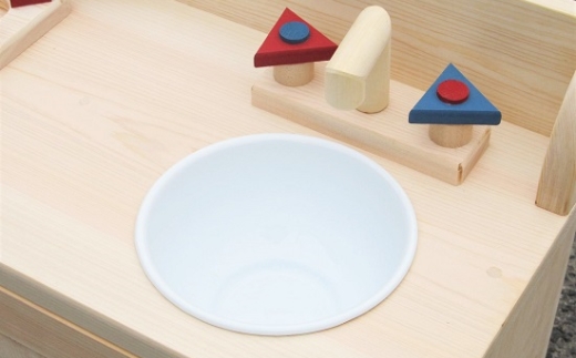 手作り木製ままごとキッチン・大きなレンジ付き DHK・桧【007A-059】