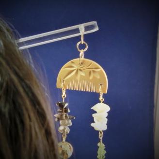 天然石簪（かんざし）「新緑の威吹（いぶき）」【007B-069】