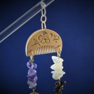 天然石簪（かんざし）「白紅の響（ひびき）」【007B-070】