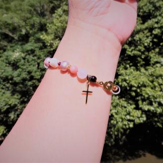 天然石ブレスレット 「恋するクロス」ゴールド【007C-074】