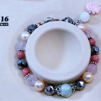 天然石ブレスレット「幸運の石」（本翡翠～ジェダイト）D【007C-082】