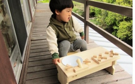 手作り木製 ままごとキッチンRHK-LX 座って遊べるテーブルサイズ 素材色【007C-086】
