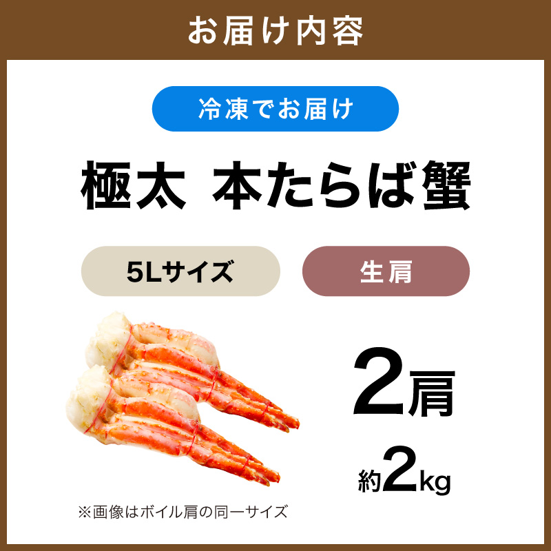 【2肩約2kgの極太5Lサイズ】一番人気！ 本たらば蟹 生肩 約2kg 目視選別【087B-058】