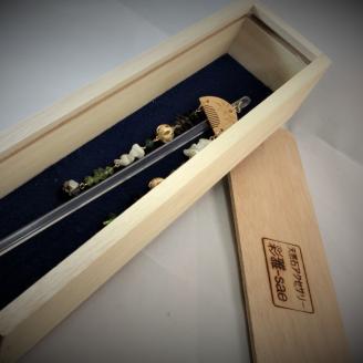 天然石簪（かんざし）「新緑の威吹（いぶき）」【007B-069】