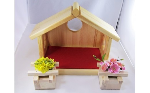 身近に置けるかわいい箱雛お花付きB【007C-089】