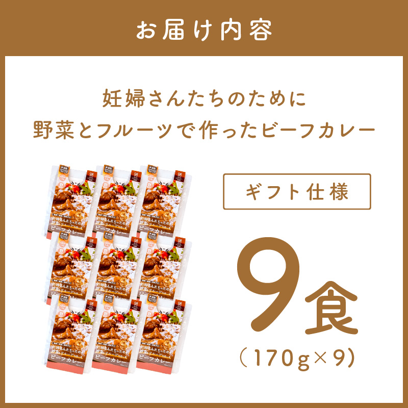 【ギフト仕様】妊婦さんたちのために野菜とフルーツで作ったビーフカレー 9食セット【092D-020】