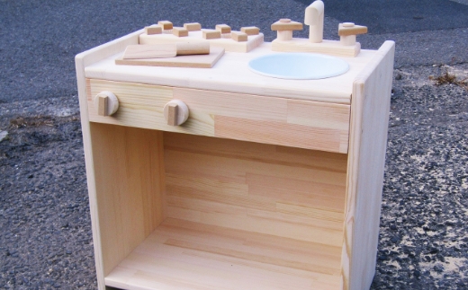 手作り木製 ままごとキッチン KHM 素材色【007B-076】