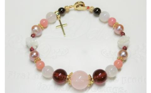 天然石ブレスレット 「恋するクロス」ゴールド【007C-074】